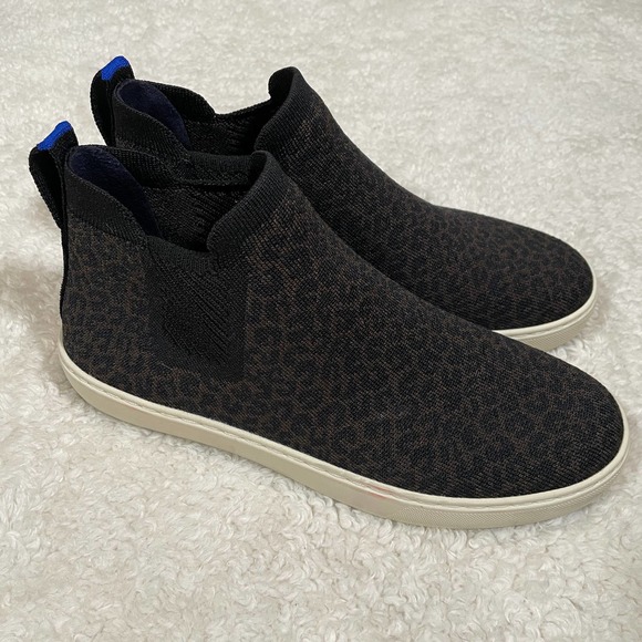 Rothy's The Chelsea Ankle Boot Leopard Print Brown Black Recycled 9 - Picture 4 of 8